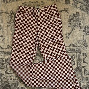 Hollister Checkered Pants in Brown and White